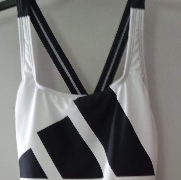 Womens Adidas 3 Bars Swim Racing Bathing Suit Size 12 NWTBlack and White built - Picture 7 of 7